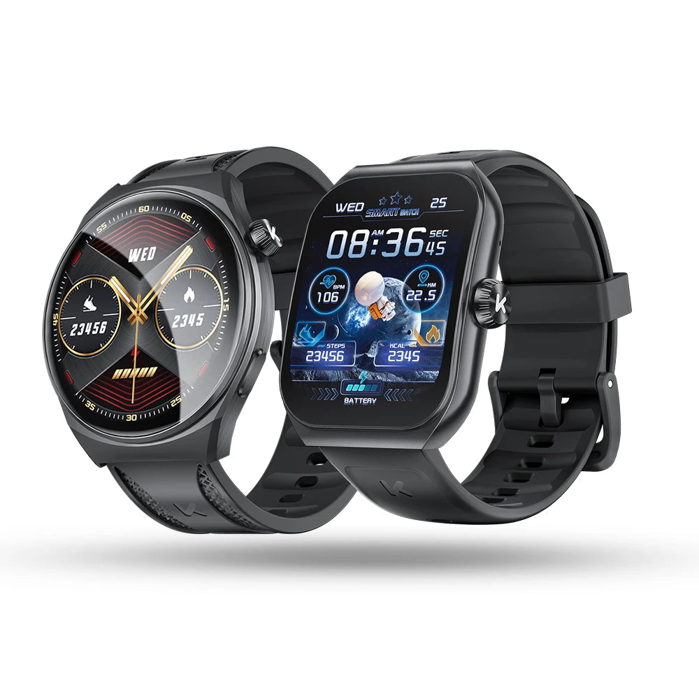 KUMI KU7 Smartwatch 1.96" AMOLED, AI Voice Assistant, Bluetooth Call, SOS Alert, 100+ Sports, Health Monitor