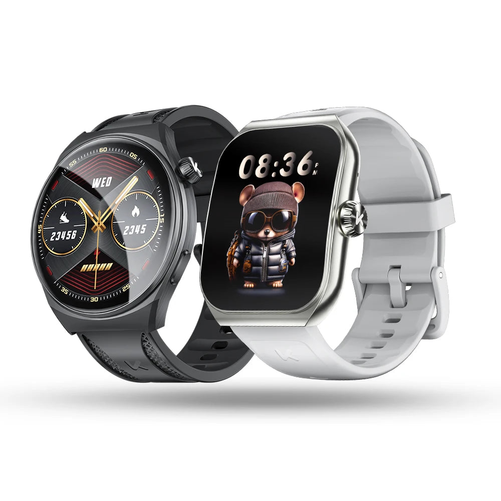 KUMI KU7 Smartwatch 1.96" AMOLED, AI Voice Assistant, Bluetooth Call, SOS Alert, 100+ Sports, Health Monitor